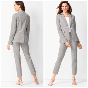 Talbots 2 Pieces Tailored Gingham Blazer + Crops Trouser Pants Black White 6 / 8
